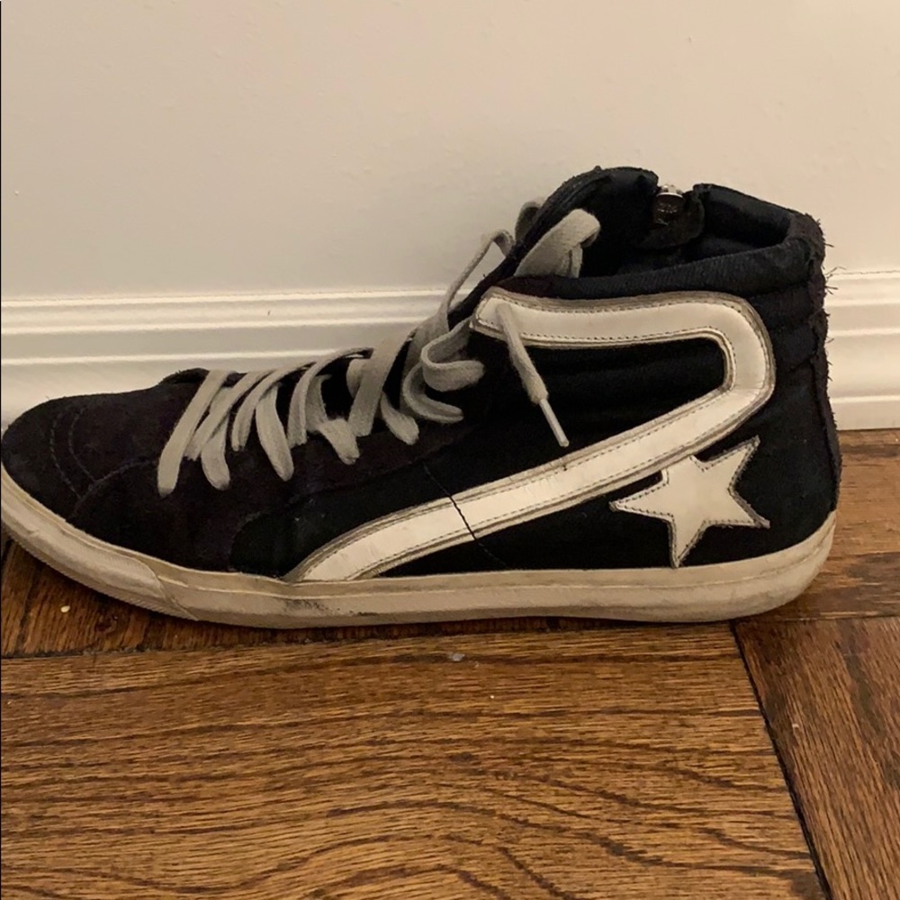 Distressed black/gray golden goose high top